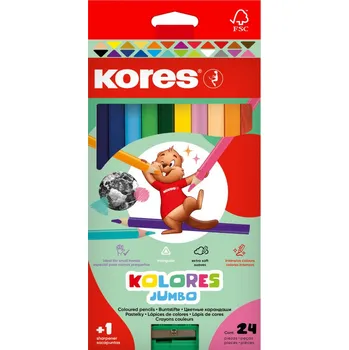 Kresba Pastelky Kores Kolores trojhranné / 24 barev / JUMBO Kores