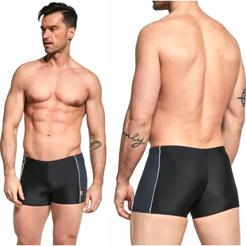 Pánské plavky Černé PÁNSKÉ PLAVKY Dawi S Šedými Proužky Pohodlné Šortky 3XL