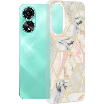 Pouzdro na mobilní telefon Techsuit Mramorová série Oppo A78 4G Růžový hexagon