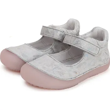Dívčí polobotky DDstep Kožené barefoot balerínky D.D.step H063-41716 Silver Velikost: 31