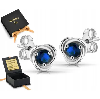 Náušnice Stříbrné náušnice s tmavě modrou zirkonií, puzetky, kytičky, safírové preclíky, stříbro 925