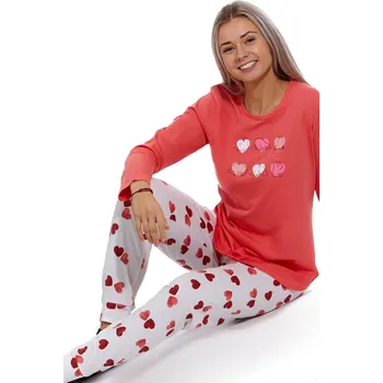 Dámské pyžamo Jahodové i perlově bílé pyžamo pro ženy či dívky se srdíčky a LEDNÍ MEDVĚDI 1B1899 červená m