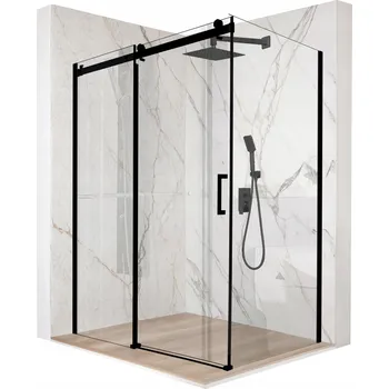 Sprchový kout obdélníkový posuvný černý 100x90cm sklo 8mm + povrchová úprava
