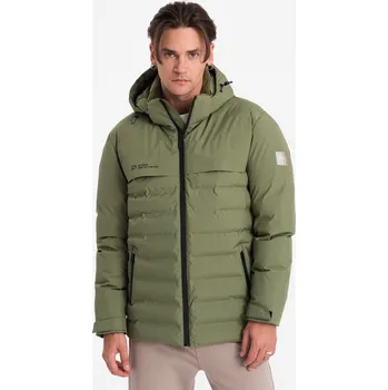 Pánská casual bunda Ombre Men's winter jacket with detachable hood - olive Ombre kaki 2580796