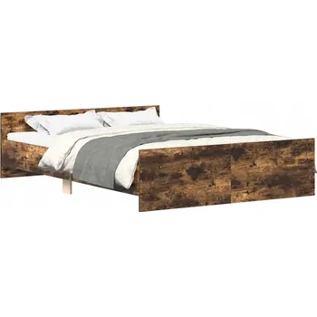 Postel Rám postele s čelem a nožní deskou, kouřový dub, 120x200 cm