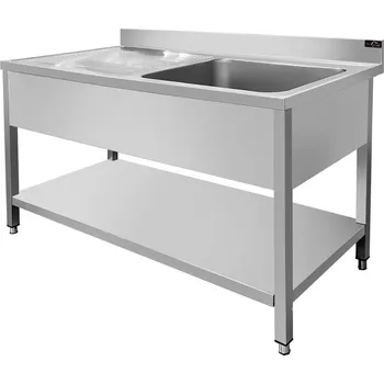 Nerezový dřez DASgastro Nerezový dřez - s policí- 1,2 m - 1 umyvadlo vpravo