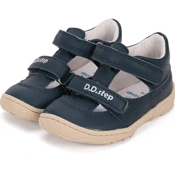 Chlapecké sandály DDstep Kožené Barefoot sandálky D.D.step H077-51734B Bermuda Blue Velikost: 21