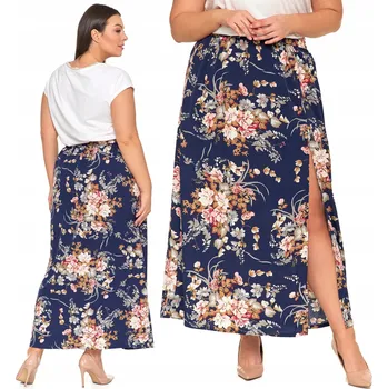Dámské oblečení Dámská maxi SUKNĚ s rozparkem s květinovým potiskem, dlouhá, módní, vzdušná, MORAJ L