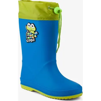 Dívčí obuv Dětské holínky Coqui RAINY COLLAR FROG Sea blue/Citrus Velikost: 24
