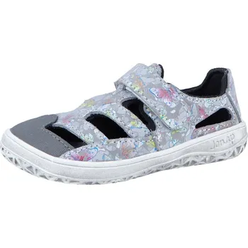 Dívčí sandály Jonap barefoot kožené sandálky Danny šedá motýlci Velikost: 30