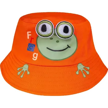 Klobouk Dětský klobouk čepice BUCKET HAT žabka (Oranžový)