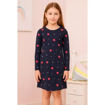 Dívčí oblečení Dívčí noční košile dlouhý rukáv Wolf S2382 tmavě modrá