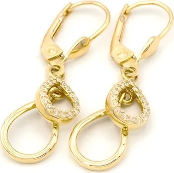 Náušnice Elegantní visací náušnice ze zlata se zirkony 2,65g