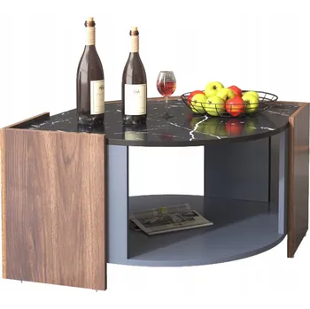 Konferenční stolek Konferenční stolek, texturovaný mramor a ořech, 96,5D x 63Š x 40V cm