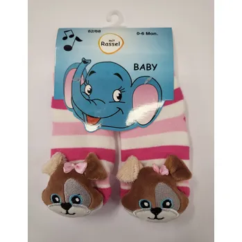 Přípravek pro údržbu obuvi Voxx Kojenecké ABS ponožky s chrastítkem vzor pejsek Velikost: 6-12/74-80