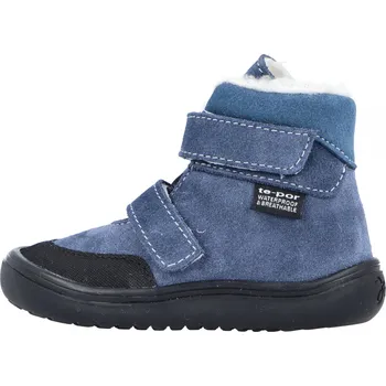 Chlapecká zimní obuv Jonap zimní kožené barefoot boty s membránou Jerry modrá MERINO Velikost: 24