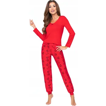 Dámské noční prádlo Donna dámské pyžamo viskóza červené velikost XXL