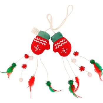 Hračka pro kočku Huhubamboo vánoční kočičí hračka – rukavice