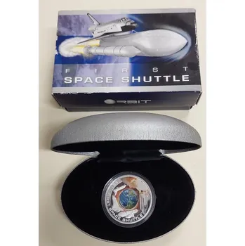 Cook Islands – 1 Dollar 2010, First Space Shuttle, kolorovaná stříbrná mince 31,1 g