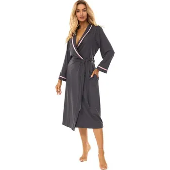 Dámské oblečení L&L župan dámský 2506 - grafit, M (Viskózový dámský župan)