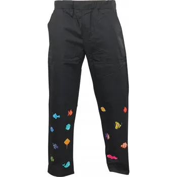 Dámské kalhoty Černé kalhoty s barevnými rybičkami [Velikost S]