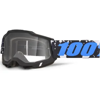 Motocyklové brýle 100percent 100% MX /enduro brýle ACCURI 2 černé / modré/ bílé , čiré plexi