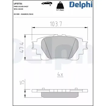 Brzdová destička DELPHI Sada brzdových destiček DF LP3731