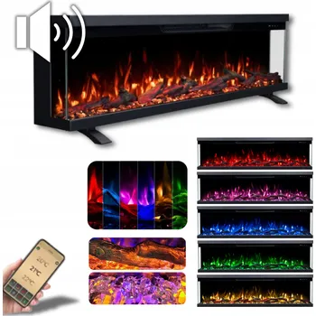 Vestavný krb s elektrickou topnou funkcí Emotion Flame černý 1800 W 152 x 36 x 19 cm