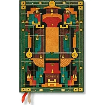 Cizí jazyk Lion''s Den (Sybil Pye Bindings) Mini 12-month Horizontal Hardback Dayplanner 2025 (Elastic Band Closure) - Paperblanks