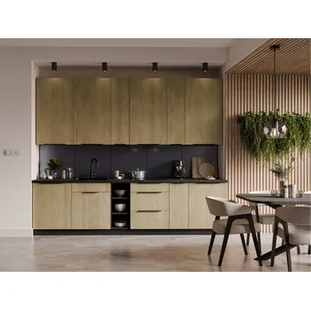 Kuchyňská linka Kuchyňská linka 300 cm Cremona 3 - Černá + Dub cremona