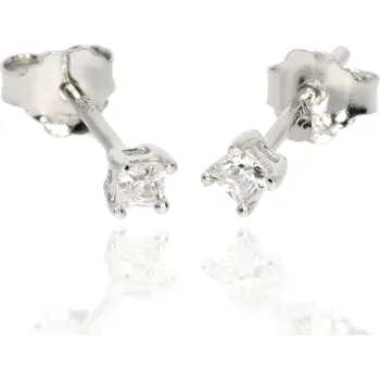 Náušnice Zlatnictví Helios Stříbrné pecky čtvercový zirkon Velikost: 2,7mm, Váha: 0,4g