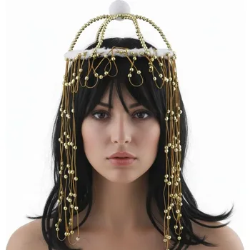 Karnevalový doplněk Korunka korálková - zlatá nebo stříbrná