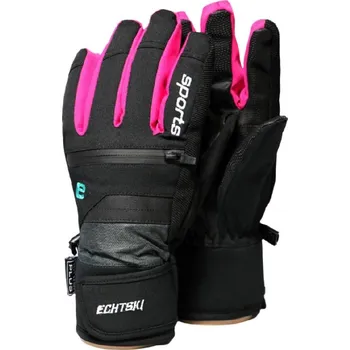 Rukavice DĚTSKÉ LYŽAŘSKÉ RUKAVICE PRSTOVÉ Barva: Černorůžová, Velikost: 15/16 XL