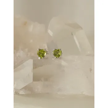 Náušnice Olivín náušnice srdíčka