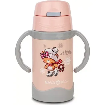Motorová koloběžka Termoláhev dětská nerezová NAVA We Care s brčkem a uchyty 300ml pink (10-113-001)