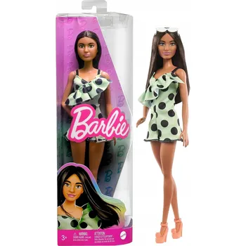 Mattel Barbie Modelka 200 - Limetkové šaty s puntíky FBR37