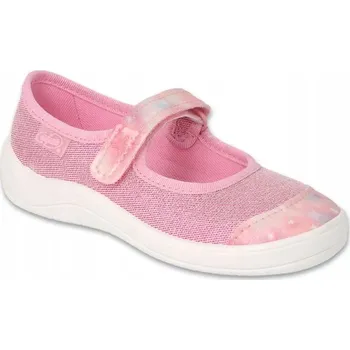 Dívčí bačkory Befado dětské papuče na suchý zip růžové, velikost 27