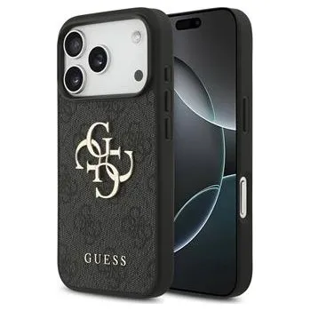 Pouzdro na mobilní telefon Guess PU 4G Metal Logo Zadní Kryt pro iPhone 17 Pro Grey