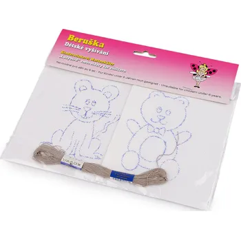 kreativní sada Stoklasa Dětské vyšívání s předtištěným motivem 2 ks Myš a medvěd