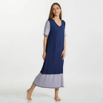 Dámské noční prádlo TREAT WEAR DÁMSKÁ NOČNÍ KOŠILE - FRESH DLOUHÁ: Indigo+Šedá XS