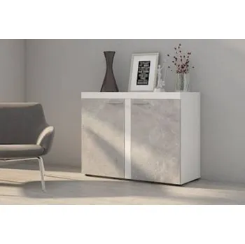 Komoda Komoda RUMBA 2D beton světlý / bílá 97 cm