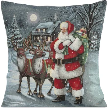 Povlak na polštářek VÁNOČNÍ GOBELÍNOVÁ DEKORAČNÍ POVLAK NA POLŠTÁŘ MERRY4 45X45 CM VZOROVANÁ