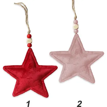 Vánoční dekorace KLIA Hvězda textil závěs 11cm mix