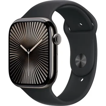 Apple Watch Series 10 42mm Cellular Slate Titanium Case with Black Sport Band - S/M