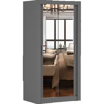 Šatní skříň Šatní skříň se zrcadlem Milan šedá, 100 x 200 x 64 cm