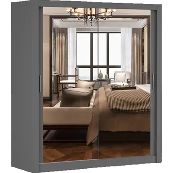 Šatní skříň Šatní skříň se zrcadlem Milan šedá, 180 x 200 x 64 cm