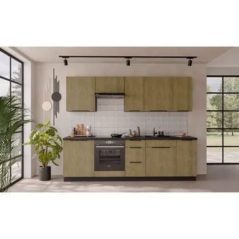 Kuchyňská linka Kuchyňská linka 260 cm Cremona 2 - Černá + Dub cremona