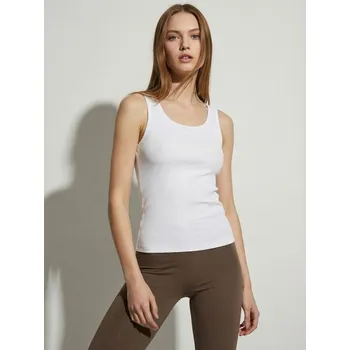 Dámské tričko Sinsay - Žebrované tílko - bílá - 552HA-00X - 552HA-00X-L
