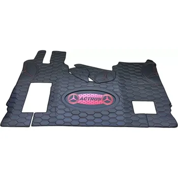 Ochranný autopotah Podlaha MERCEDES ACTROS (odpružená/pevná)- černá/červené prošívání/znak actros + červené podsvícení
