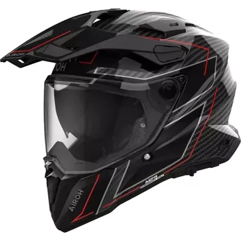 Motodoplněk Enduro helma na motorku Airoh Commander 2 Carbon Stylish černo-červená S